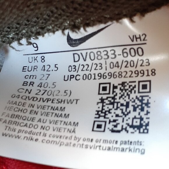 Size 9 Nike Dunk Low Cargo Khaki Mystic Red Sneakers DV0833-600 - Picture 9 of 10